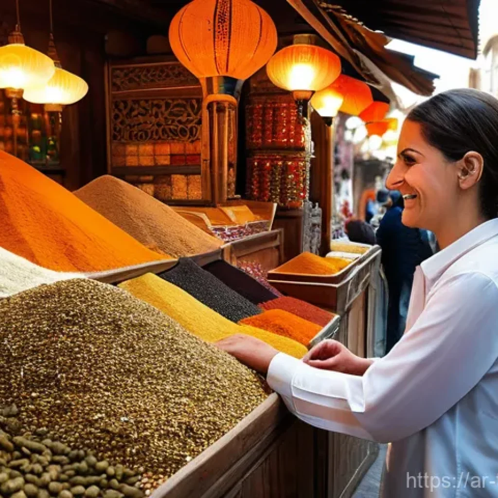 튀르키예의 문화적 금기 사항 - **A Vibrant Turkish Market Exchange:** "Generate an image depicting a bustling, colorful Turkish...