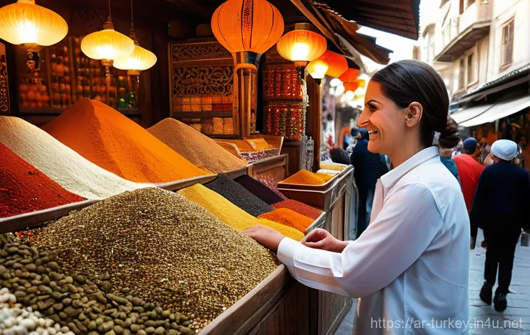 튀르키예의 문화적 금기 사항 - **A Vibrant Turkish Market Exchange:** "Generate an image depicting a bustling, colorful Turkish...