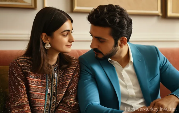 튀르키예 유명 배우와 영화 - **Prompt:** A heartwarming and deeply emotional scene from a modern Turkish drama. A diverse couple ...