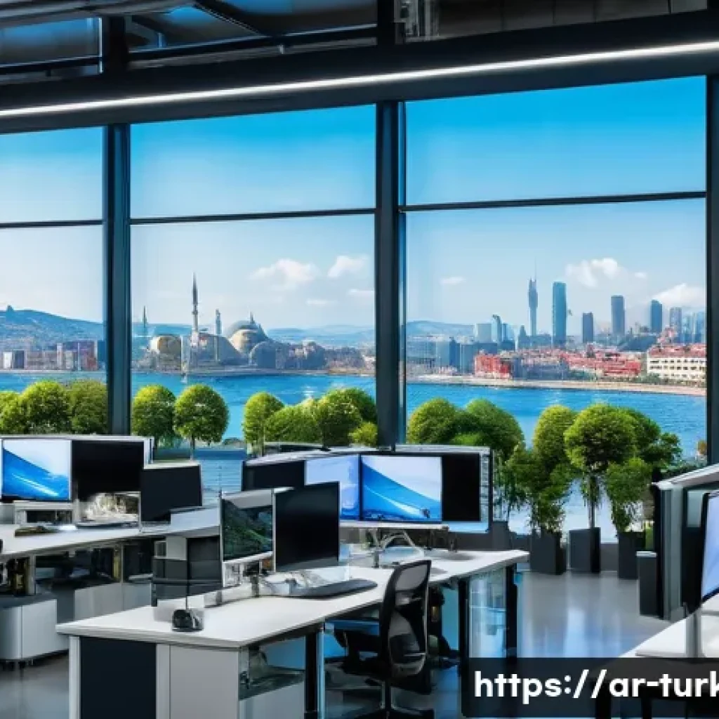 튀르키예의 독특한 경제적 혁신 - A wide-angle shot of a state-of-the-art Turkish manufacturing facility. The factory floor is impecca...