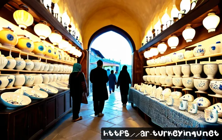 튀르키예의 주요 전통 공예 마켓 - Photorealistic interior of a traditional Turkish craft market in Istanbul, a clear central display o...