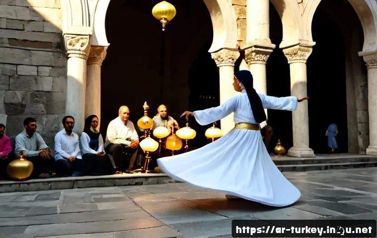 Home 17 튀르키예 독특한 거리 공연 - Photorealistic Istanbul street performance at golden hour, a skilled traditional Turkish whirling da...